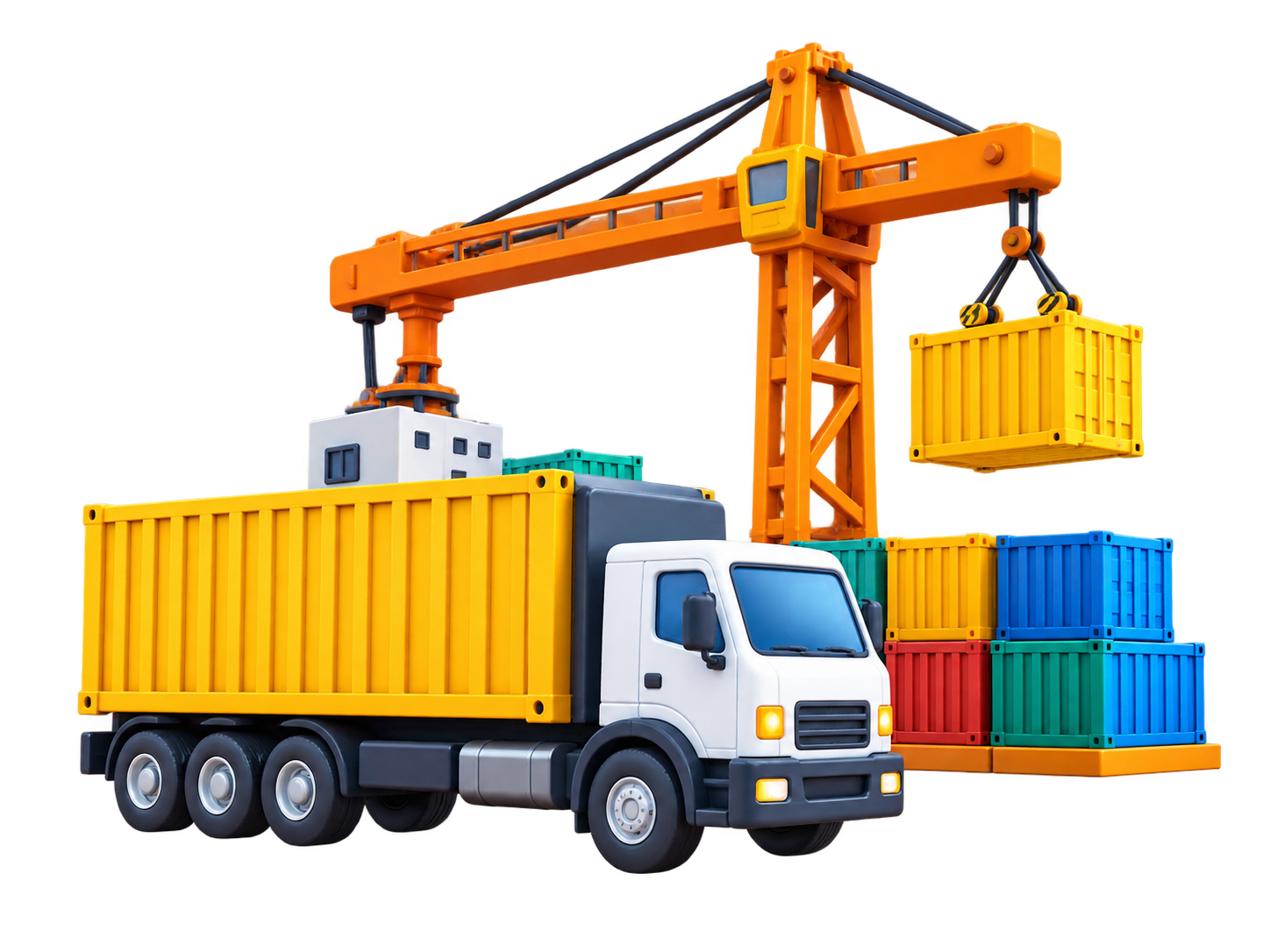 Mô hình Xe tải container giao đích 3D