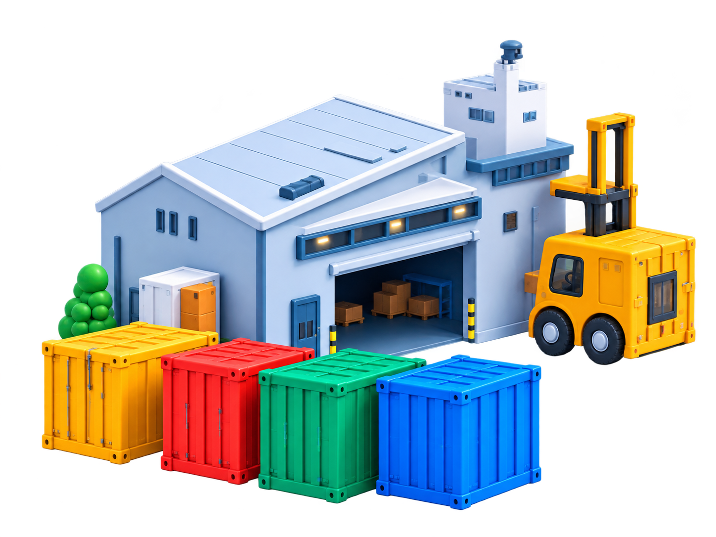 Mô hình Kho xưởng & Xe nâng 3D