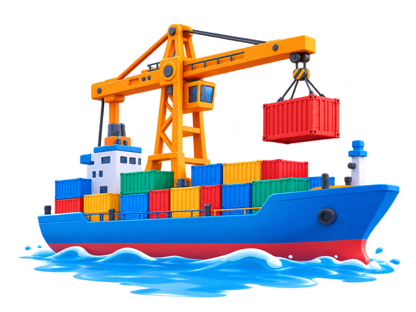 Mô hình Tàu biển & Cần cẩu bốc hàng 3D